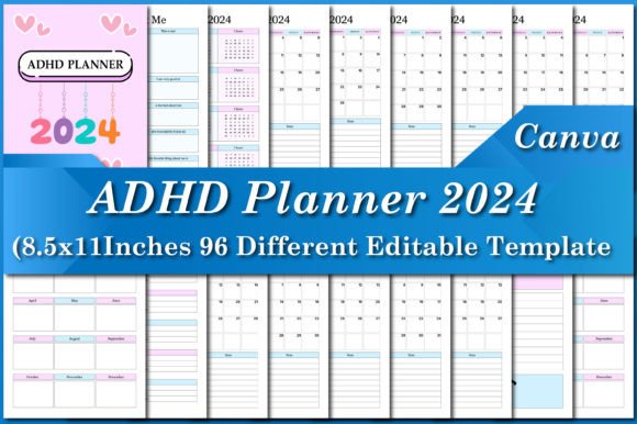 Download ADHD Planner 2024 Canva Templates - Templates Collection