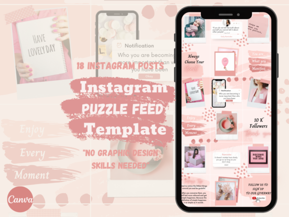 Download Elegant Pink Instagram Puzzle Template - Elegant Collection