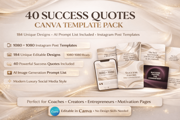 Download 40 Success Quotes Canva Templates Bundle - Templates Collection
