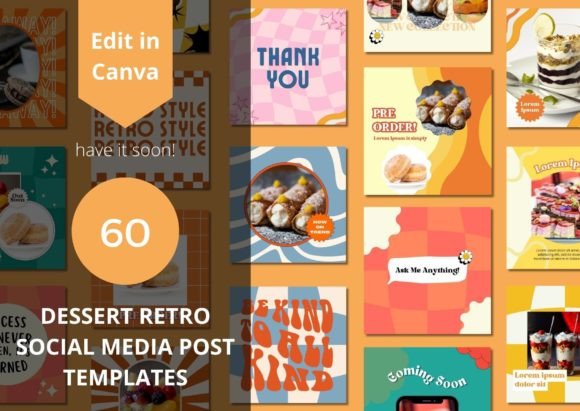 Download 60 Dessert Retro Social Media Templates - Templates Collection