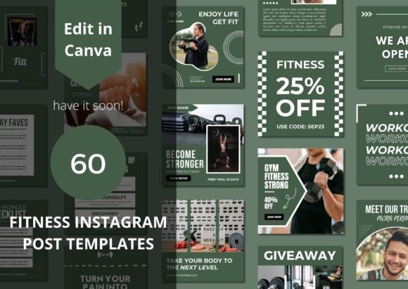 Download 60 Fitness Social Media Canva Templates - Templates Collection